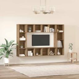Berkfield Home TV Cabinet 4 pcs Brown 37 x 37 x 142.5 cm Engineered wood - thumbnail 4
