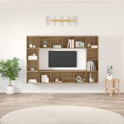 Berkfield Home TV Cabinet 4 pcs Brown 37 x 37 x 142.5 cm Engineered wood - thumbnail 2