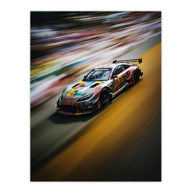 "Artery8 Wall Art Print Motorsport Sports Car Racing Motion Blur Speed Artwork Poster - Size: W24"" x H32""" - image 1
