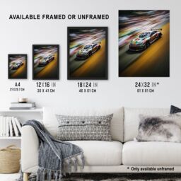 "Artery8 Wall Art Print Motorsport Sports Car Racing Motion Blur Speed Artwork Poster - Size: W24"" x H32""" - thumbnail 3