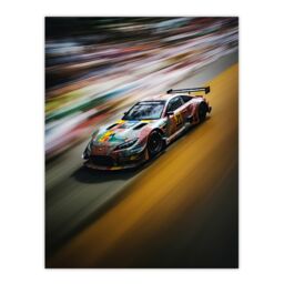 "Artery8 Wall Art Print Motorsport Sports Car Racing Motion Blur Speed Artwork Poster - Size: W24"" x H32""" - thumbnail 1