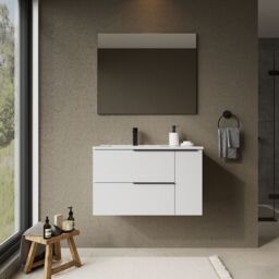 Banyetti Celtic Duo 800mm Wall Hung Vanity Unit with Door & Basin - Gloss White - thumbnail 7