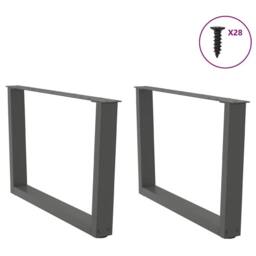 Berkfield Home Modern Dining Table Legs V-Shape 2 pcs Anthracite 70x(42-43.3) cm in Dark Grey - thumbnail 4