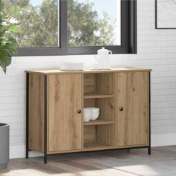 Berkfield Home Sideboard Artisan Oak 100x35x70 cm Engineered Wood & Steel in Brown - Size: 100 x 35 x 70 cm - thumbnail 4