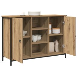 Berkfield Home Sideboard Artisan Oak 100x35x70 cm Engineered Wood & Steel in Brown - Size: 100 x 35 x 70 cm - thumbnail 3