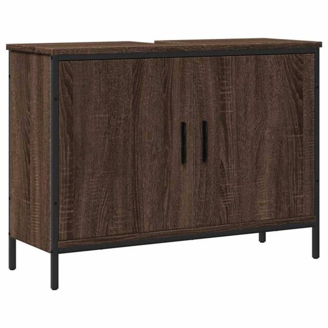 Berkfield Home Bathroom Sink Cabinet Brown Oak 80x30x60 cm Engineered Wood - Size: 80 x 30 x 60 cm - image 1