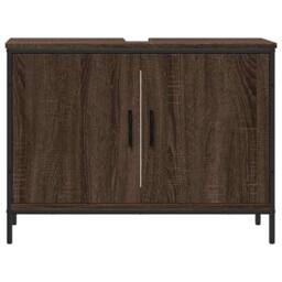 Berkfield Home Bathroom Sink Cabinet Brown Oak 80x30x60 cm Engineered Wood - Size: 80 x 30 x 60 cm - thumbnail 5