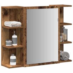 Berkfield Home Modern Bathroom Mirror Cabinet Old Wood 80x20.5x64 cm Engineered Wood in Brown - thumbnail 2