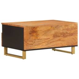 Berkfield Home Beautiful Coffee Table Brown & Black 80x54x40 cm Solid Wood Mango - Size: 80 x 54 x 40 cm - thumbnail 6