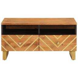 Berkfield Home Beautiful Coffee Table Brown & Black 80x54x40 cm Solid Wood Mango - Size: 80 x 54 x 40 cm - thumbnail 4
