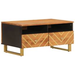 Berkfield Home Beautiful Coffee Table Brown & Black 80x54x40 cm Solid Wood Mango - Size: 80 x 54 x 40 cm - thumbnail 3