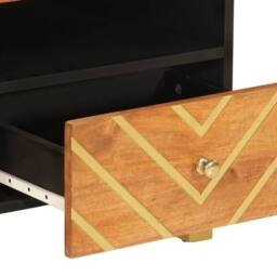 Berkfield Home Beautiful Coffee Table Brown & Black 80x54x40 cm Solid Wood Mango - Size: 80 x 54 x 40 cm - thumbnail 7