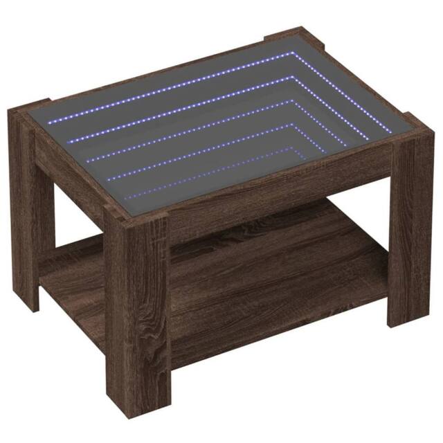 Berkfield Home Decorative Coffee Table with LED Brown Oak 73x53x45 cm Engineered Wood - Size: 73 x 53 x 45 cm - image 1