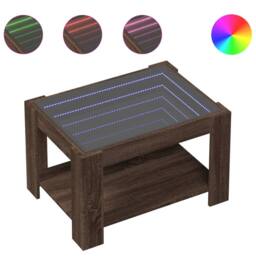 Berkfield Home Decorative Coffee Table with LED Brown Oak 73x53x45 cm Engineered Wood - Size: 73 x 53 x 45 cm - thumbnail 3