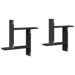 Berkfield Home Durable Wall Shelves 2 pcs Black 50x12x50 cm Engineered Wood - Size: 50 x 12 x 50 cm - thumbnail 6