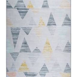 Wyld and Coco Multicolour Geometric Distressed Polyester Rug 160 x 230 cm in Grey - Size: 160 cm x 230 cm - thumbnail 2