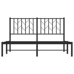 Berkfield Home Metal Bed Frame without Mattress with Headboard Black 140x190cm - Size: 140x190 cm - thumbnail 5