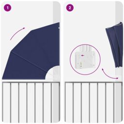 Berkfield Home Balcony Privacy Screen Folding Manual Navy blue 115 x 115 cm Fabric - thumbnail 8