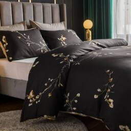 Grace Luxury Microfiber Duvet Cover Set with Matching Pillowcases in Beige - Size: Double - thumbnail 4