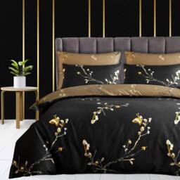 Grace Luxury Microfiber Duvet Cover Set with Matching Pillowcases in Beige - Size: Double - thumbnail 2