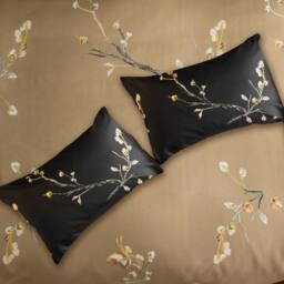 Grace Luxury Microfiber Duvet Cover Set with Matching Pillowcases in Beige - Size: Double - thumbnail 5