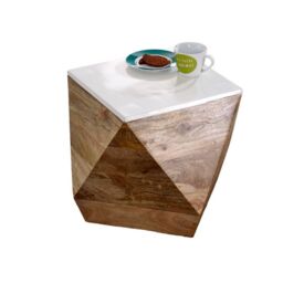 Indian Hub Alfie Side Table - Mango Wood - L40 x W40 x H45 cm in Brown - thumbnail 1