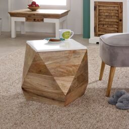 Indian Hub Alfie Side Table - Mango Wood - L40 x W40 x H45 cm in Brown - thumbnail 5