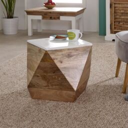 Indian Hub Alfie Side Table - Mango Wood - L40 x W40 x H45 cm in Brown - thumbnail 4