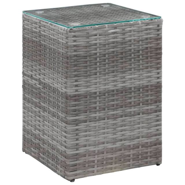 Berkfield Home Side Tables 3 pcs with Glass Top Grey Poly Rattan - image 1