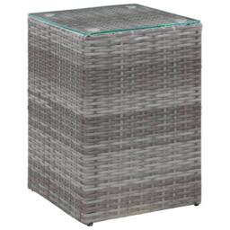 Berkfield Home Side Tables 3 pcs with Glass Top Grey Poly Rattan