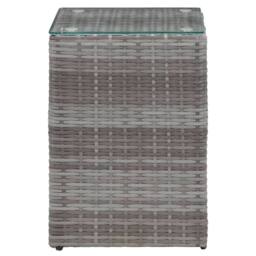 Berkfield Home Side Tables 3 pcs with Glass Top Grey Poly Rattan - thumbnail 4