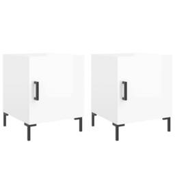 Berkfield Home Bedside Cabinets 2 pcs High Gloss White 40x40x50 cm Engineered Wood - Size: 40 x 40 x 50 cm - thumbnail 1