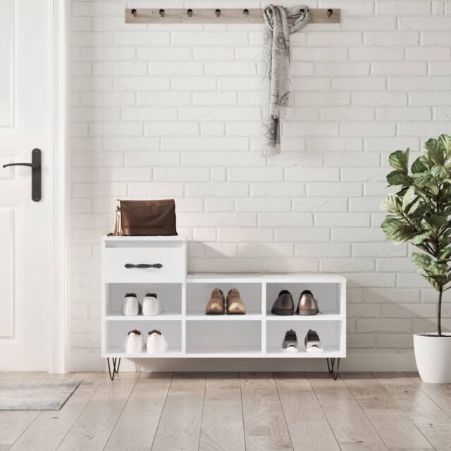 Berkfield Home Shoe Cabinet High Gloss White 102x36x60 cm Engineered Wood - Size: 102 x 36 x 60 cm - image 1