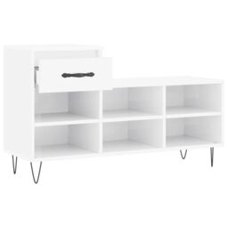Berkfield Home Shoe Cabinet High Gloss White 102x36x60 cm Engineered Wood - Size: 102 x 36 x 60 cm - thumbnail 6