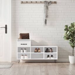 Berkfield Home Shoe Cabinet High Gloss White 102x36x60 cm Engineered Wood - Size: 102 x 36 x 60 cm - thumbnail 1
