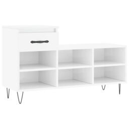 Berkfield Home Shoe Cabinet High Gloss White 102x36x60 cm Engineered Wood - Size: 102 x 36 x 60 cm - thumbnail 2