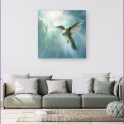 Warren Reed - Designer Hummingbird In A Beautiful Sky Canvas - Size: w40 inch x h40 inch - thumbnail 1