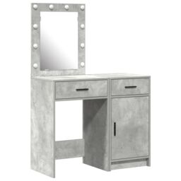 Berkfield Home 2-Piece Dressing Table Set with LED in Concrete Grey Engineered Wood - thumbnail 2