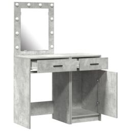 Berkfield Home 2-Piece Dressing Table Set with LED in Concrete Grey Engineered Wood - thumbnail 5