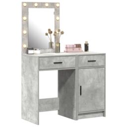 Berkfield Home 2-Piece Dressing Table Set with LED in Concrete Grey Engineered Wood - thumbnail 3