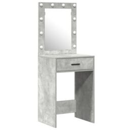 Berkfield Home 2-Piece Dressing Table Set with LED in Concrete Grey Engineered Wood - thumbnail 4