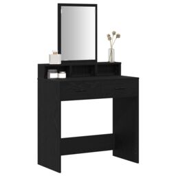 Berkfield Home Vanity Table Black Oak MDF & Glass 79 x 41 x 140 cm - thumbnail 3