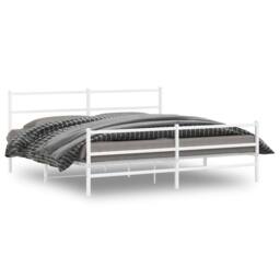 Berkfield Home Metal Bed Frame without Mattress with Footboard¬†White 183x213cm in White - Size: 183x213 cm - thumbnail 1
