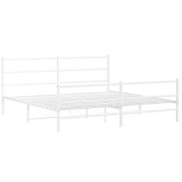 Berkfield Home Metal Bed Frame without Mattress with Footboard¬†White 183x213cm in White - Size: 183x213 cm - thumbnail 3