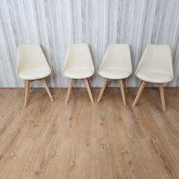 KOSY KOALA Modern Grey Dining Table Set With 4 Cream Chairs Dining Room Furniture - thumbnail 4