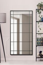 MirrorOutlet Black Metal Framed Window Wall or Leaner Mirror (160CM X 80CM) - Size: 1 Pack - thumbnail 2