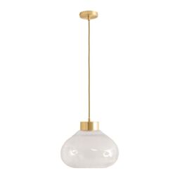 ValueLights Corinne Twill Clear Glass Brushed Gold Capped Ceiling Pendant Light with Bulb - thumbnail 2