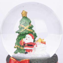 Shatchi Musical Christmas Snowglobe Large Water Ball Features Christmas Santa Tree Scene Cute Resin Base Decorations in Red - thumbnail 6
