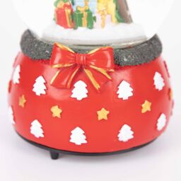 Shatchi Musical Christmas Snowglobe Large Water Ball Features Christmas Santa Tree Scene Cute Resin Base Decorations in Red - thumbnail 5