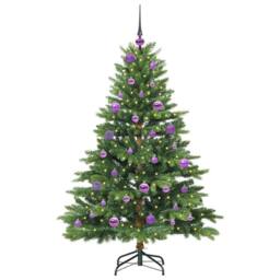 Berkfield Home Artificial Christmas Tree with 150 LEDs Green 150 cm PE & PVC - thumbnail 3